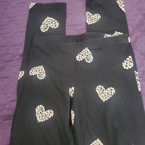 Old Navy Black Heart Print Kids Leggings